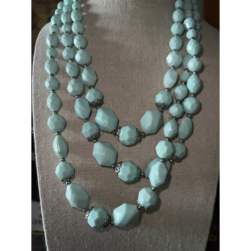 Pale Green Multistrand Necklace — 20"